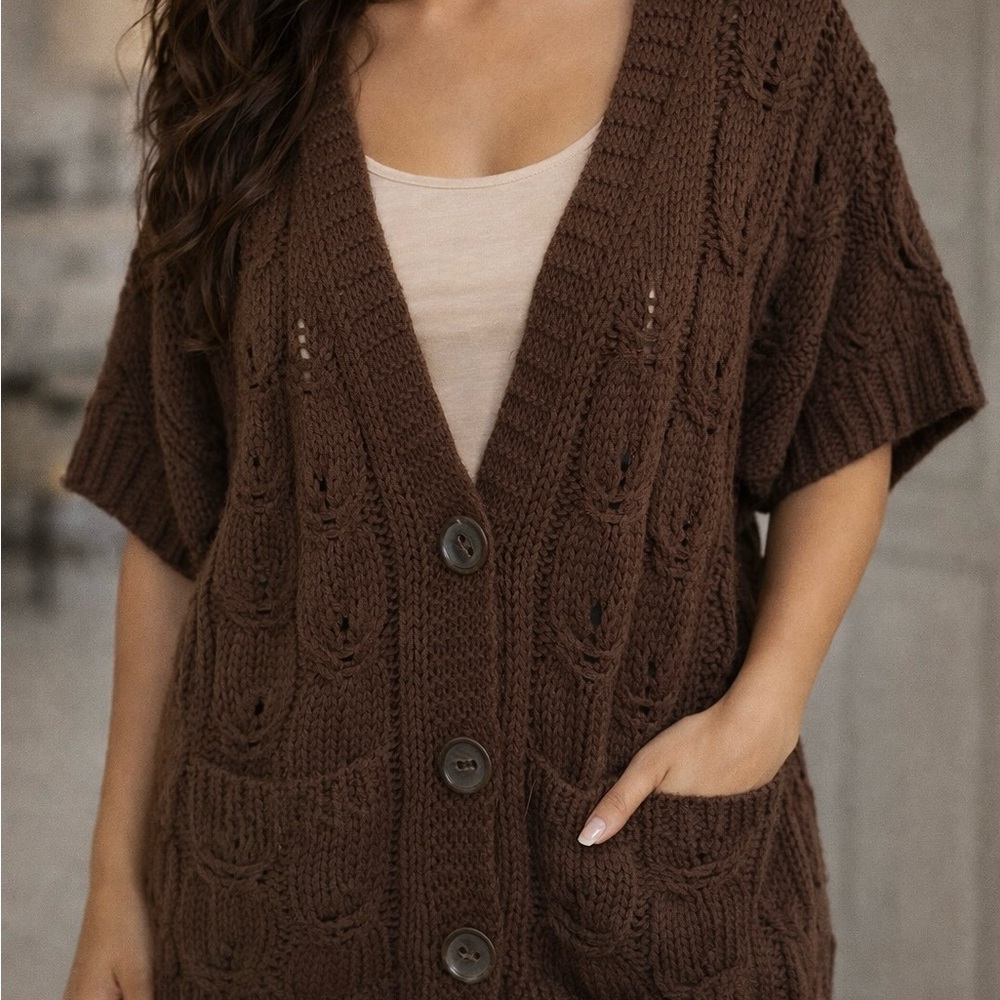 Chocolate Brown Knit Cardigan